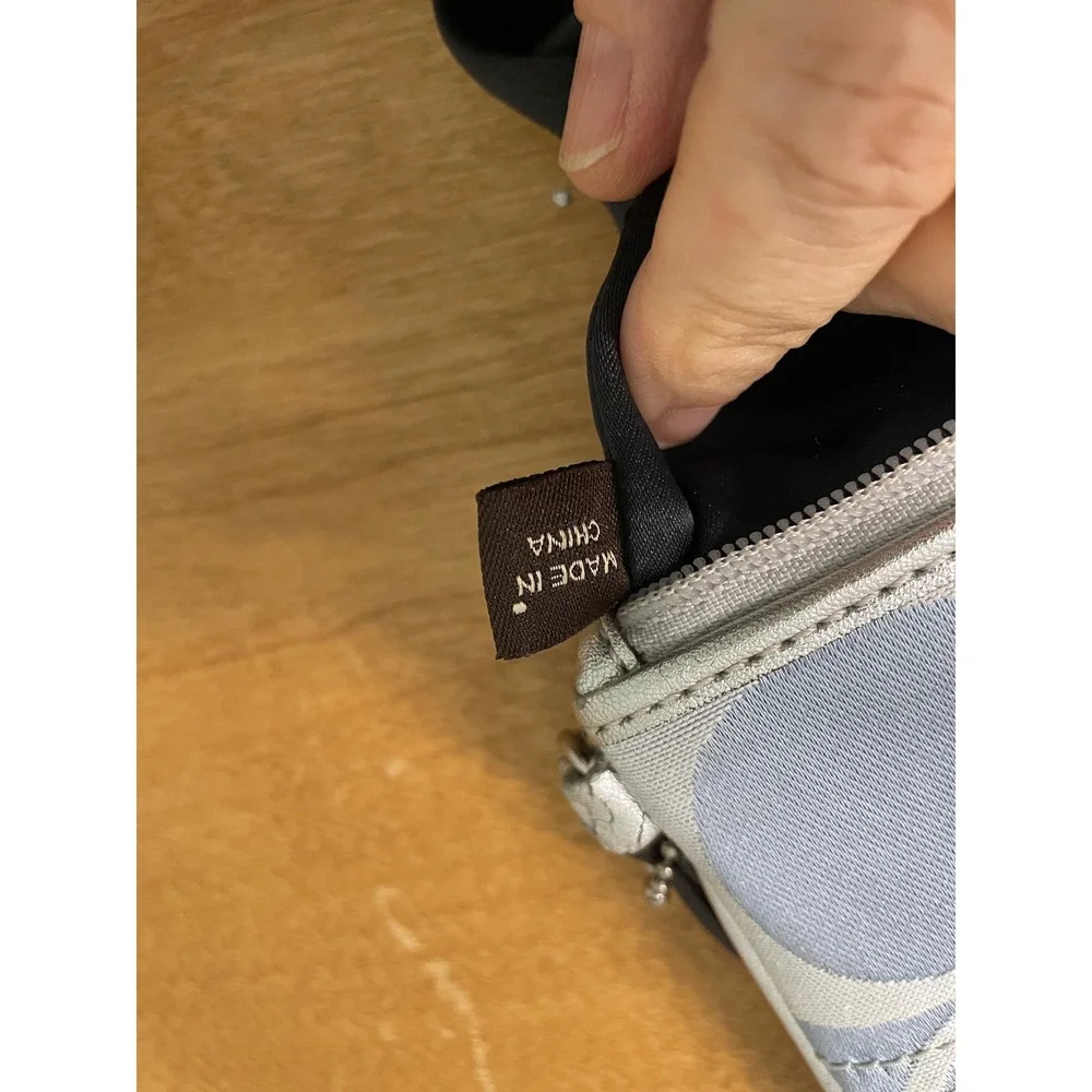Coach Large Wristlet Blue Patchwork Signature C Denim Silver Trim F47682